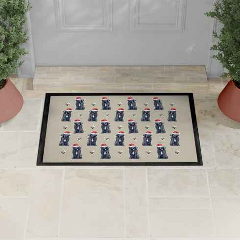 Newfoundland Christmas Dog Pattern Door Mat